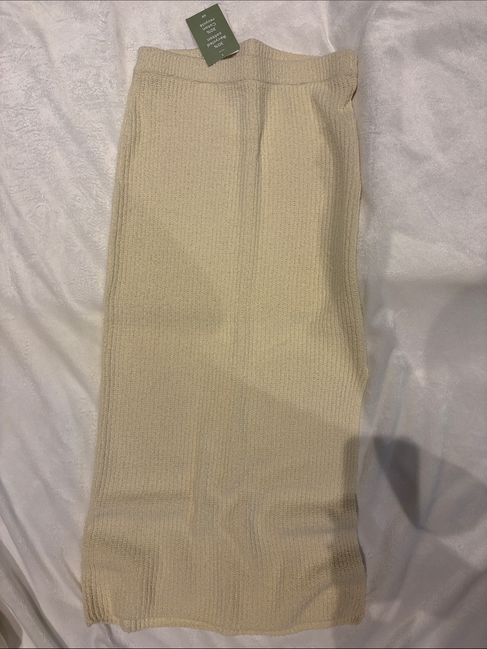 Aritzia Cream Ribbed Midi Skirt